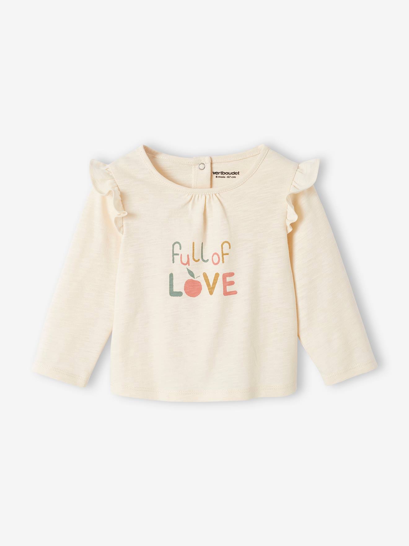 Camiseta estampada de manga comprida na cor cru para bebê