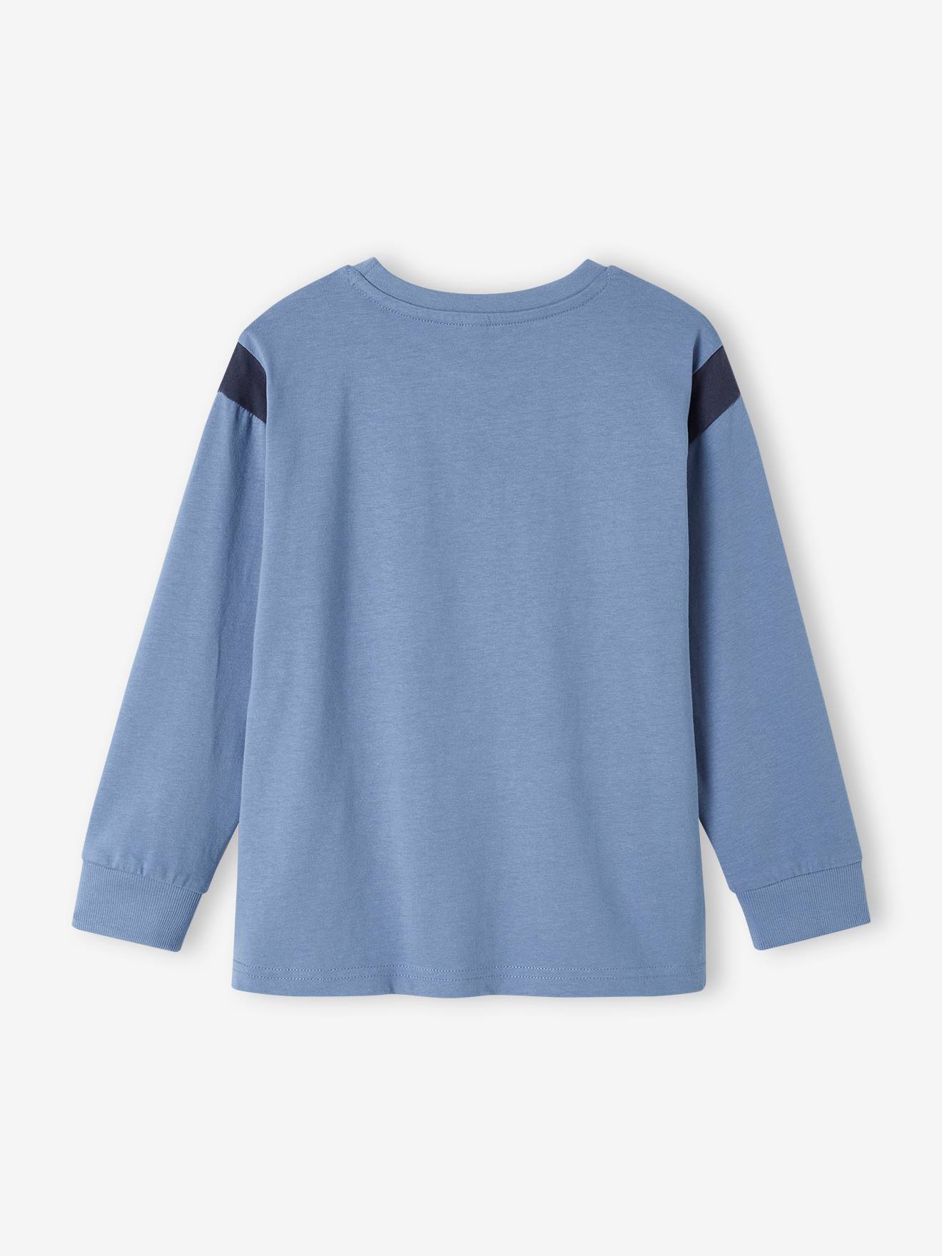 Camiseta azul chambray com estampa de mascote para meninos