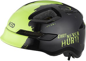 KED Kinder - Fahrradhelm POP II Lite, Dirt Never Hurt Black Green