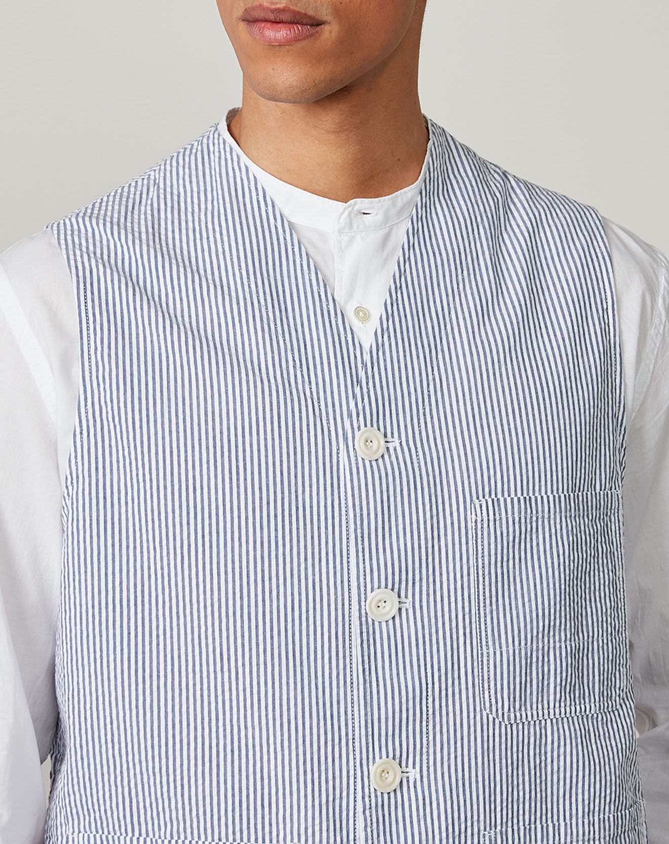 Hartford Gilet Warren bleu/blanc