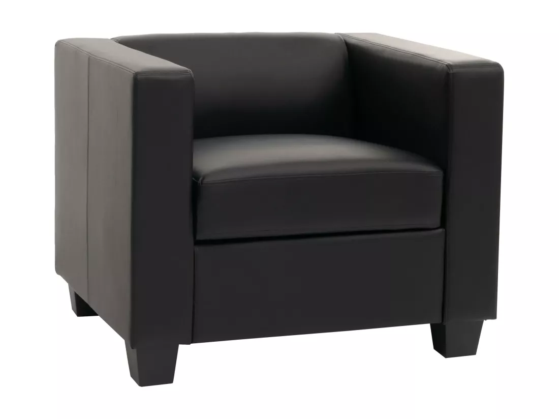 Fauteuil lounge Lille, cuir reconstitué, noir
