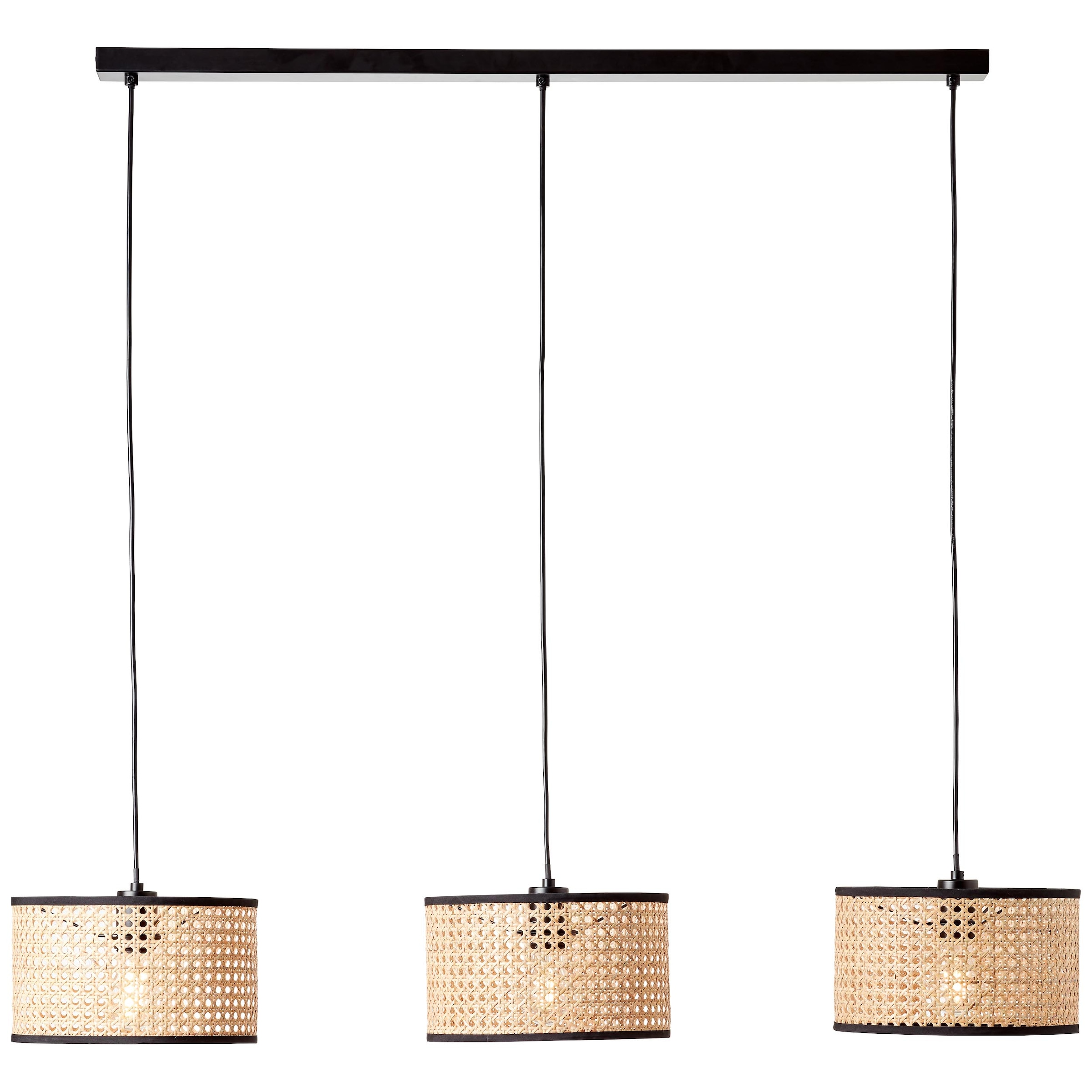 Brilliant Pendelleuchte »Wiley« E27 1 Stk. Hängelampe 3flg schwarz/holzfarbend