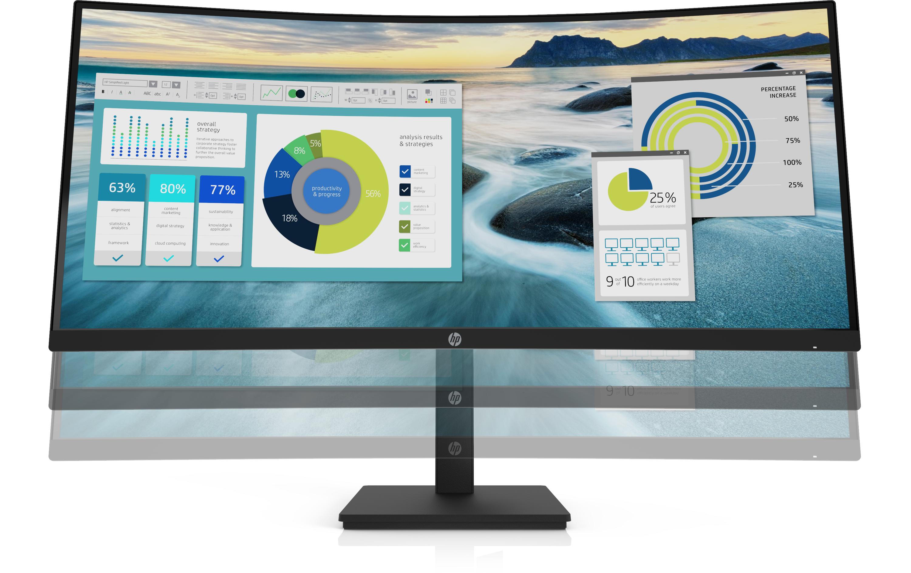 Monitor P34hc G4 21Y56AA<br>Gekrümmter 34-Zoll-Bildschirm mit QHD-Auflösung, eingebauten Lautsprechern sowie USB-Hub und USB-C-Anschluss