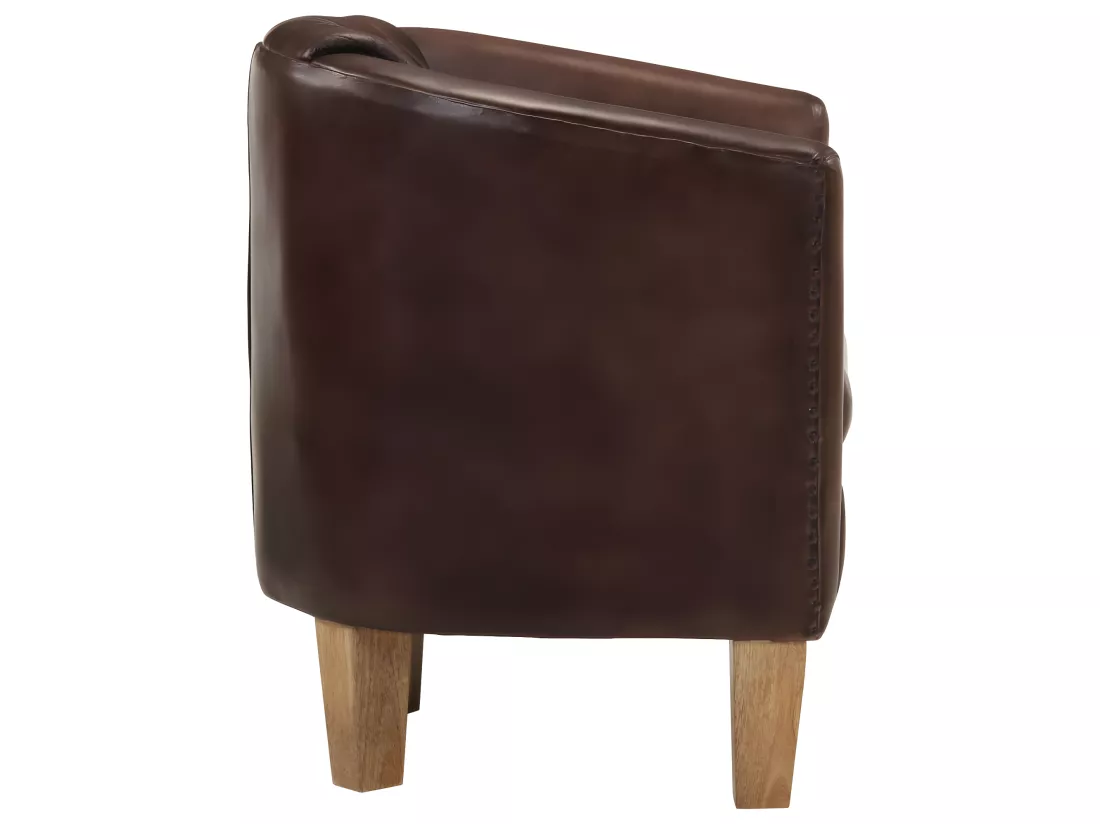 Fauteuil cabriolet marron clair cuir véritable