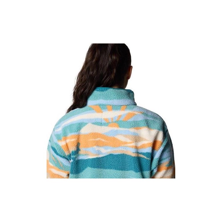 Columbia W Helvetia II Printed Cropped Half Snap Teal Rogue Valley