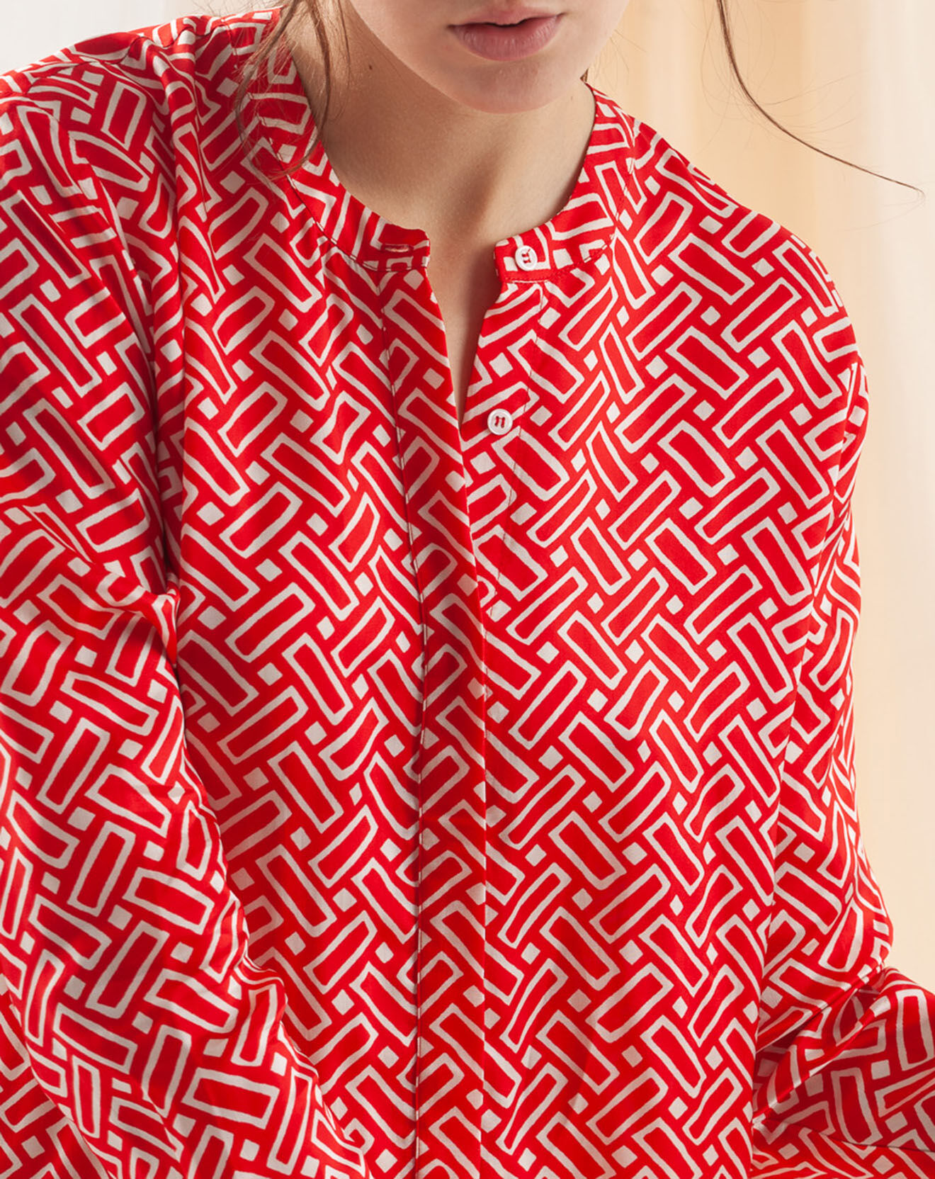 Chloé Stora Robe Roya imprimée rouge/blanc