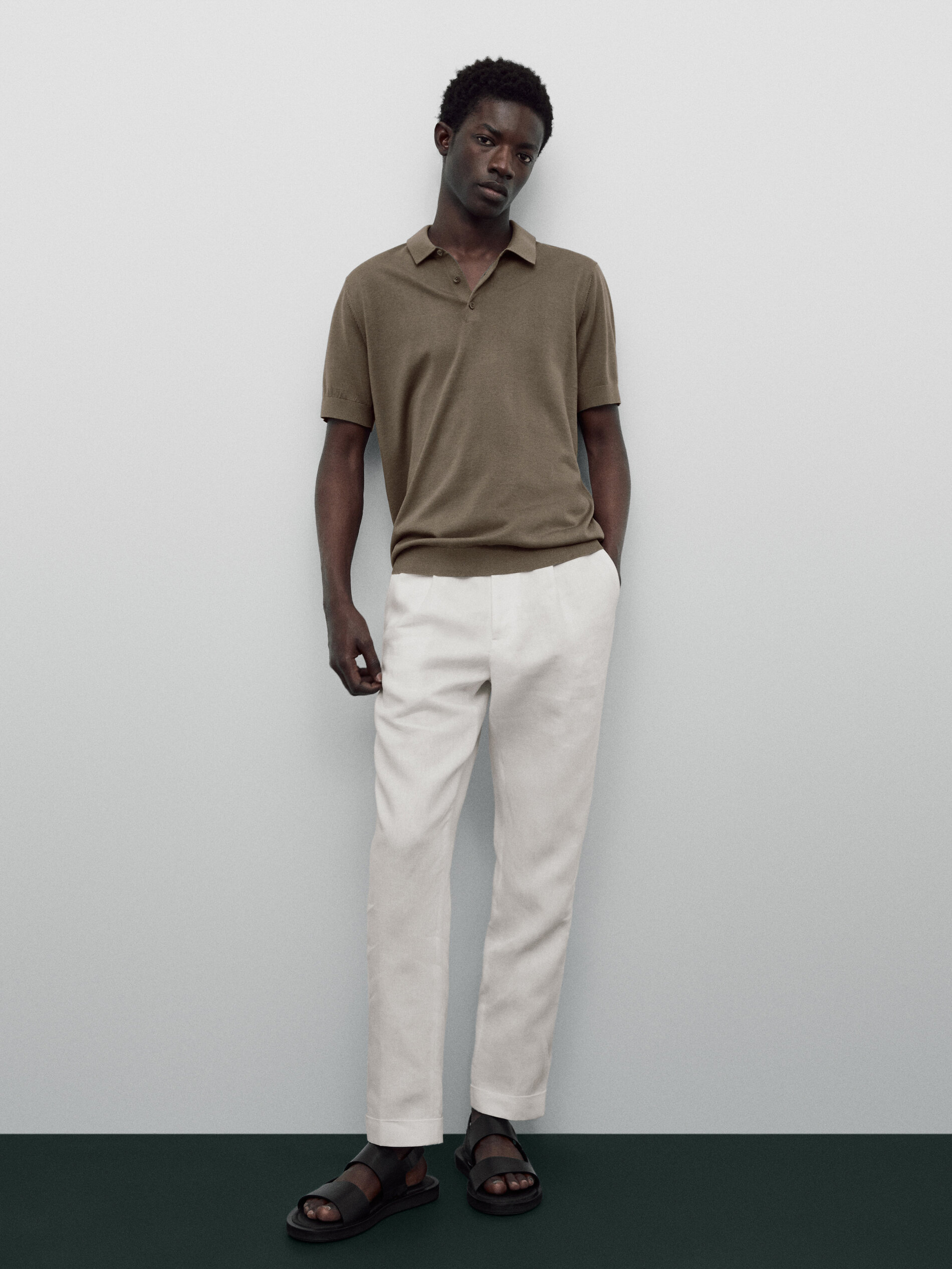 Camisa polo em algodão e seda - Edição Limitada - Cáqui