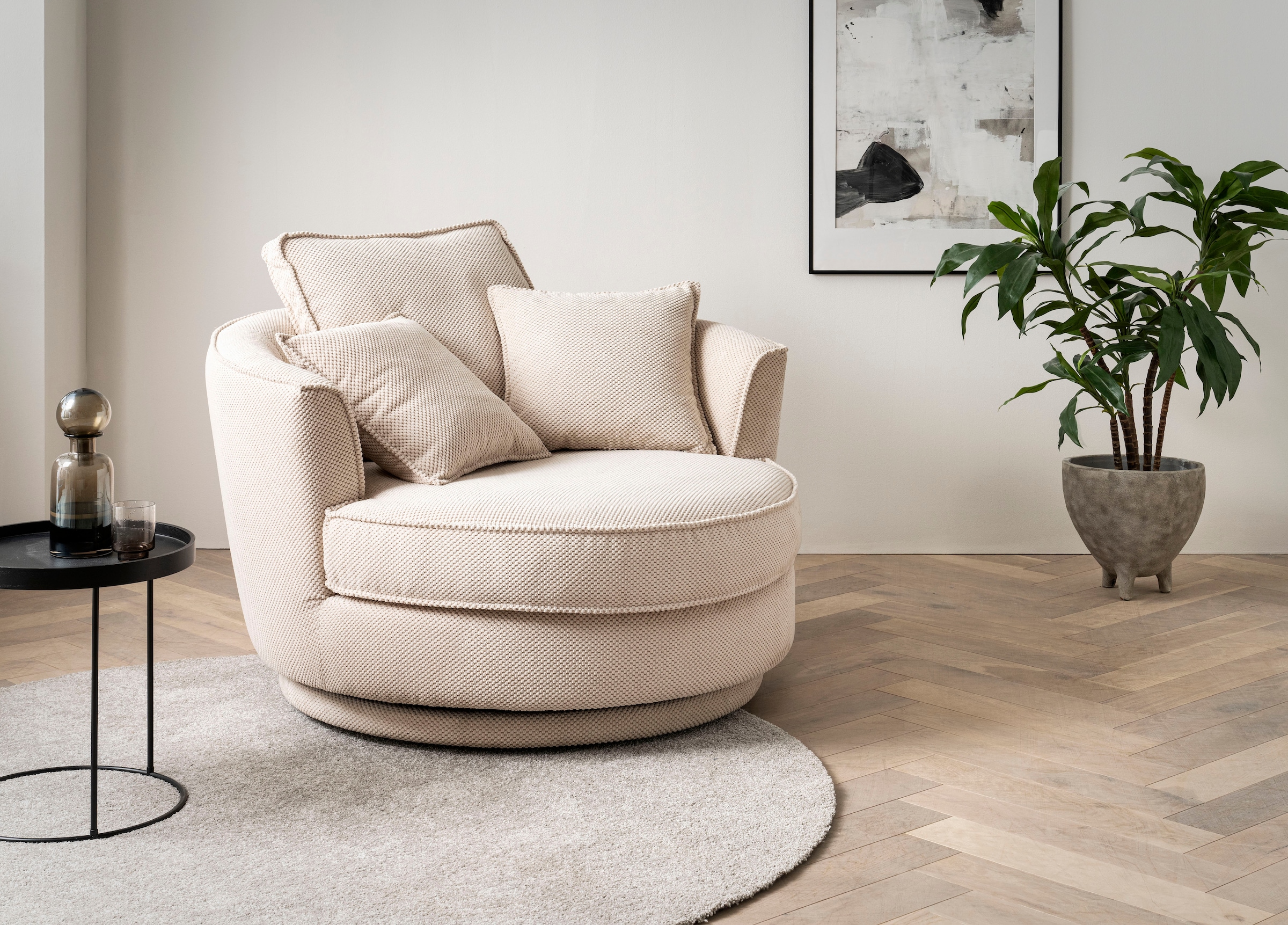 Home affaire Drehsessel »MAISIE, Love Seat XXL, Lese-Sessel BIG-« Sessel in MEGA CORD u. Web-Velours, 360 Grad drehbar