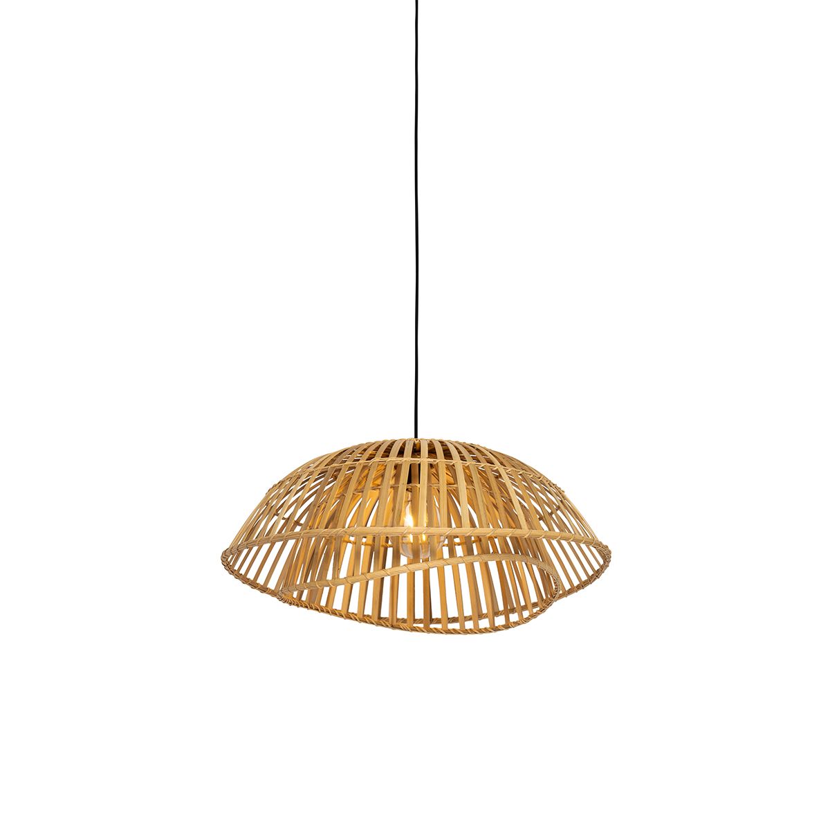 Oosterse hanglamp zwart met naturel bamboe 62 cm - Pua