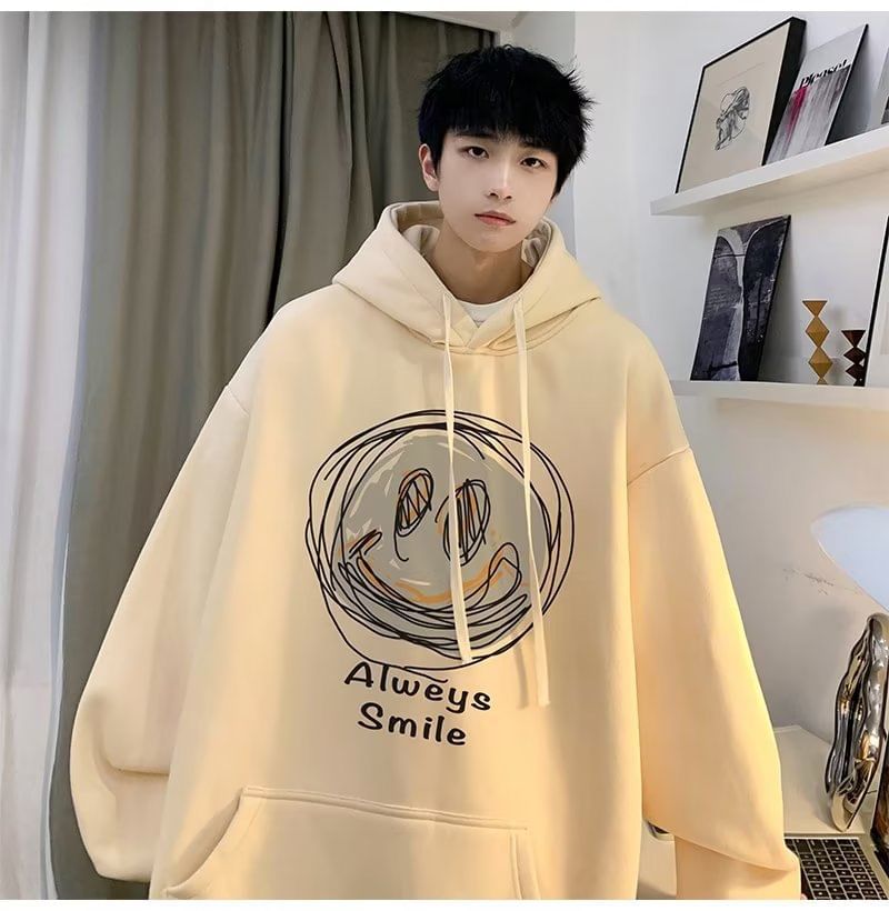 Lingaris - Hoodie met smileygezichtprint