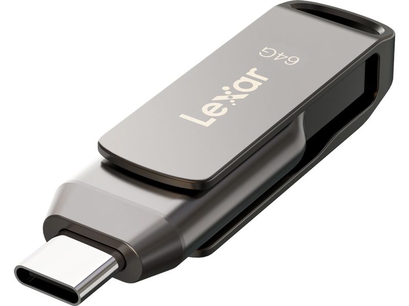 Lexar USB-Stick JumpDrive Dual Drive D400 64 GB USB-Stick mit 64 GB Speicherkapazität und 130 MB/s Lesegeschwindigkeit