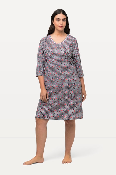 Bigshirts, 2er-Pack, Hahnentrittmuster, Rundhals, 3/4-Arm