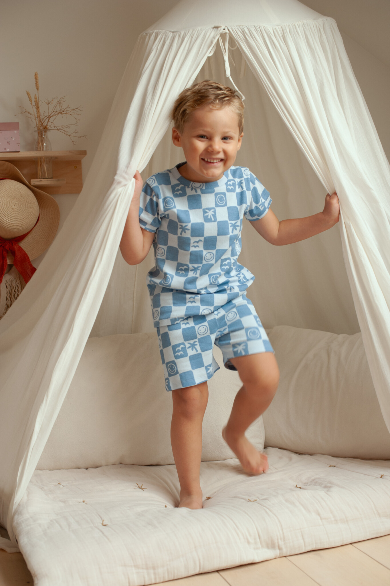 Feetje Feetje shortama Chase Check - Premium Summerwear, blauw