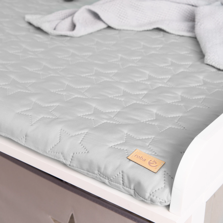 roba Wickelauflage soft Style Silbergraue Sterne 85x75