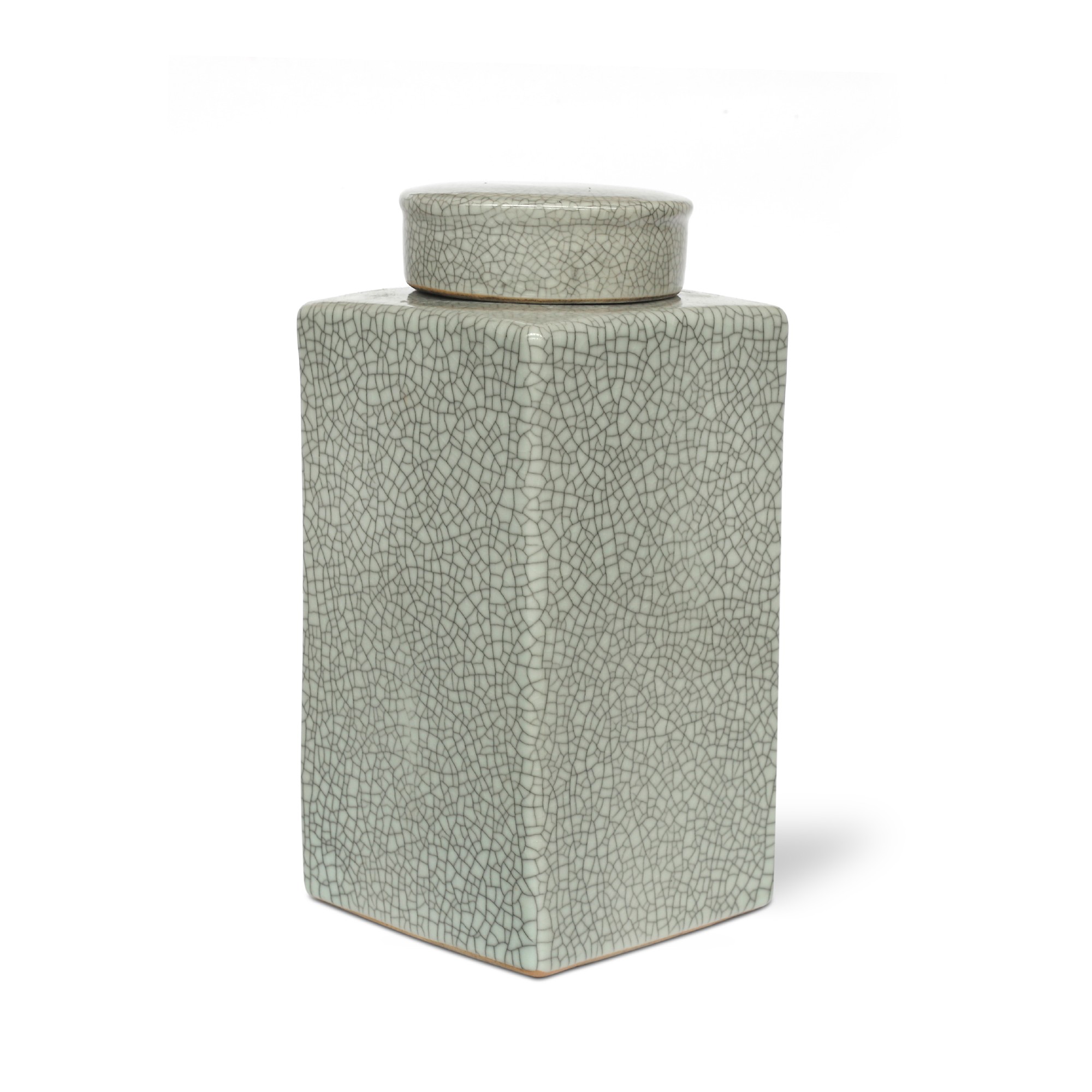 Keramikdose mit Deckel 'Craquelé', grau, T 16 cm, B 16 cm, H 33 cm von fischer's lagerhaus