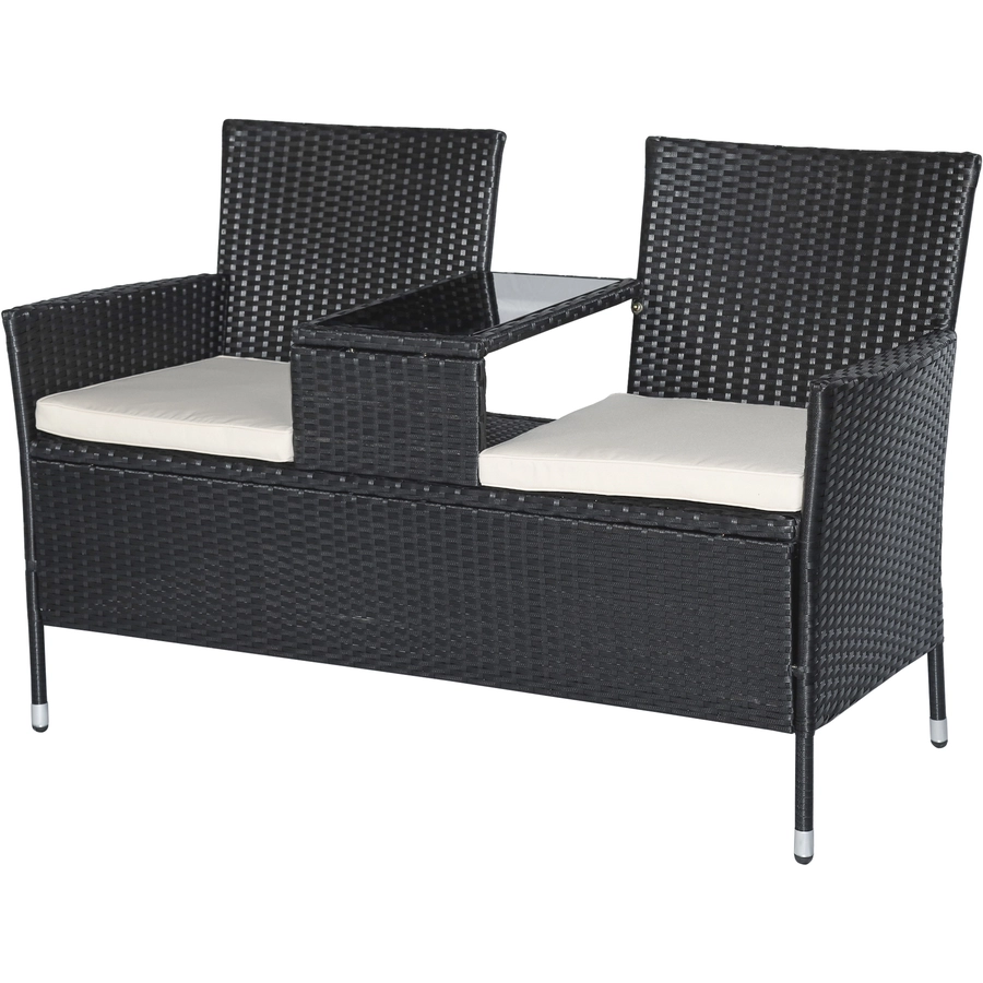 Outsunny Polyrattan Gartenbank schwarz