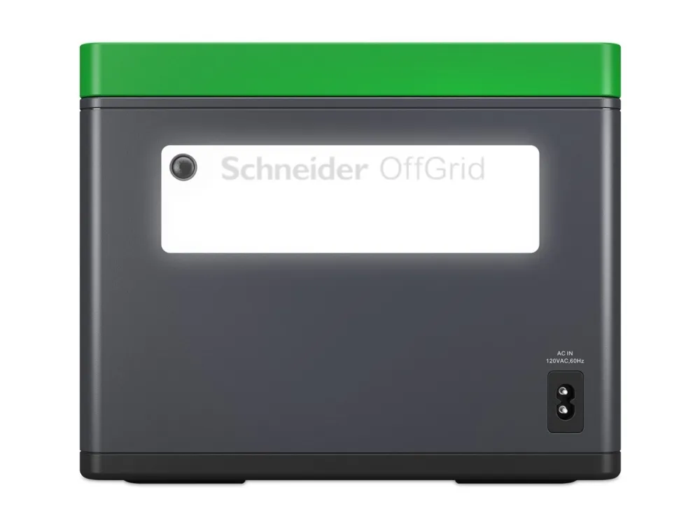 Schneider OffGrid 500 - Transportabel strømstation - LCD, lithium-ion, 2 CEE 7/3 schuko stik, sinusbølge, 3 USB-A, 2 USB-C, trådløs oplader - AC 195 - 265 / DC 12 -30 V - 500 Watt - Litiumion - 517 Wh - output-stikforbindelser: 2 - sort, grøn