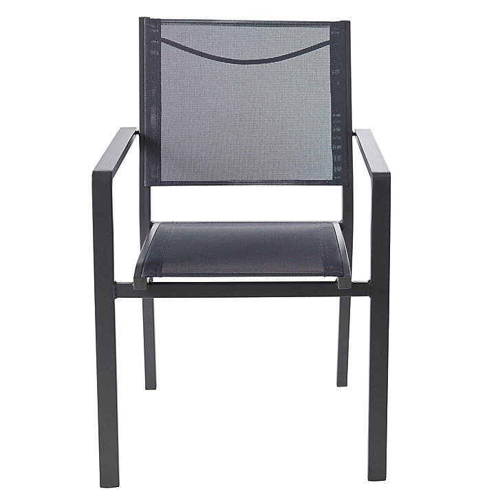 Fauteuil de jardin GoodHome Batz en aluminium et polyester - Coloris noir ébène - Hauteur 86 cm