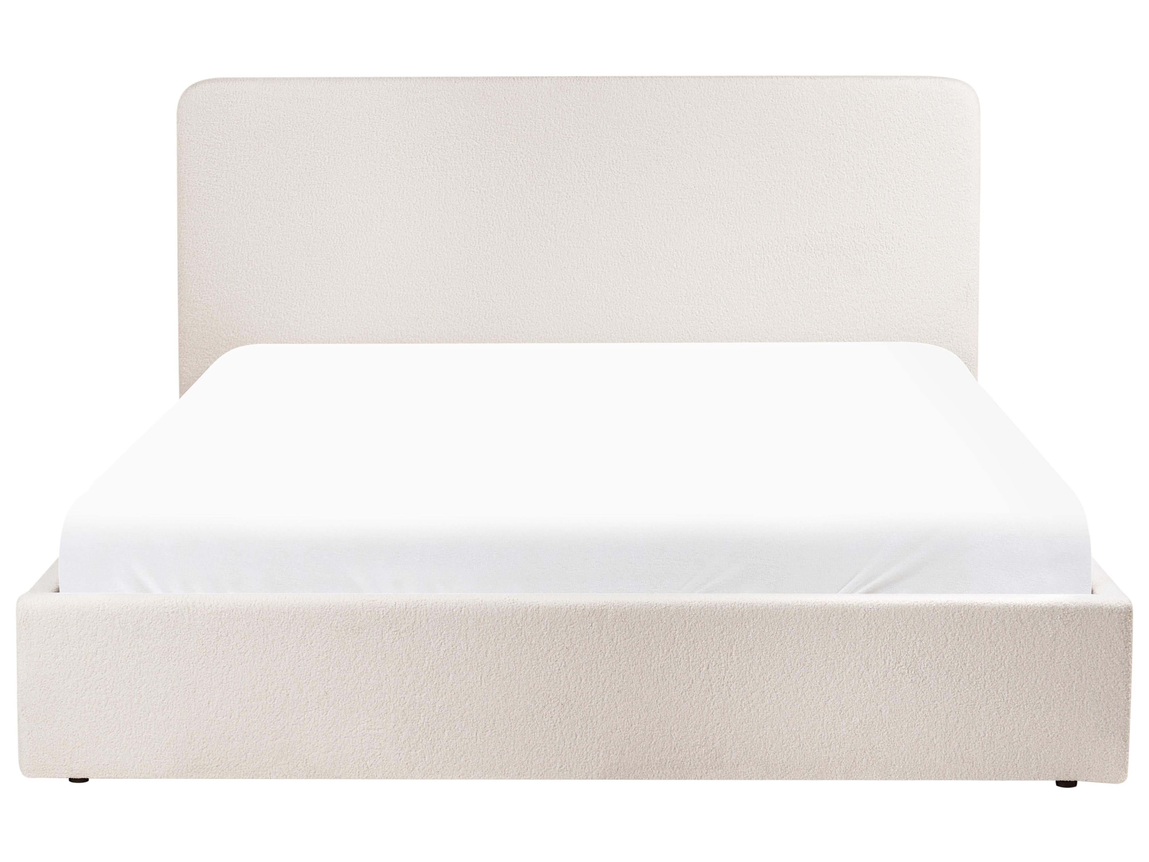 Bed met opbergruimte Bouclé BRENON 180 x 200 cm Gebroken wit