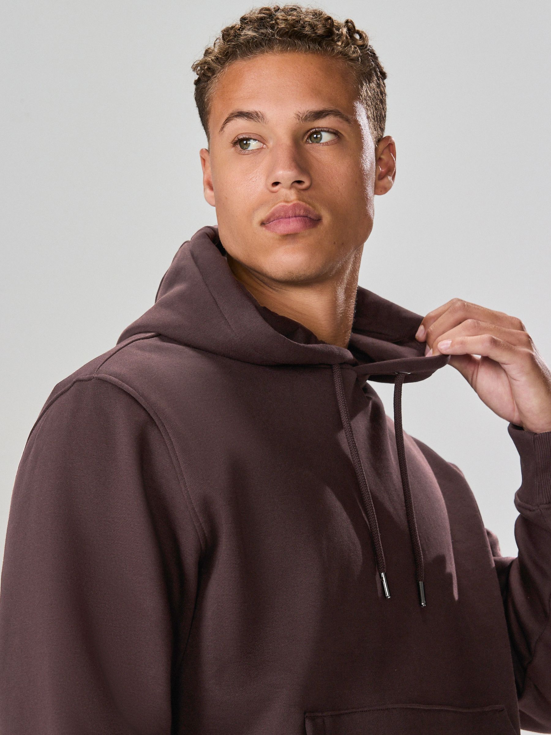 Chocoladebruin - Normale Pasvorm - Zwaargewicht Cotton Rich Jersey Hoodie