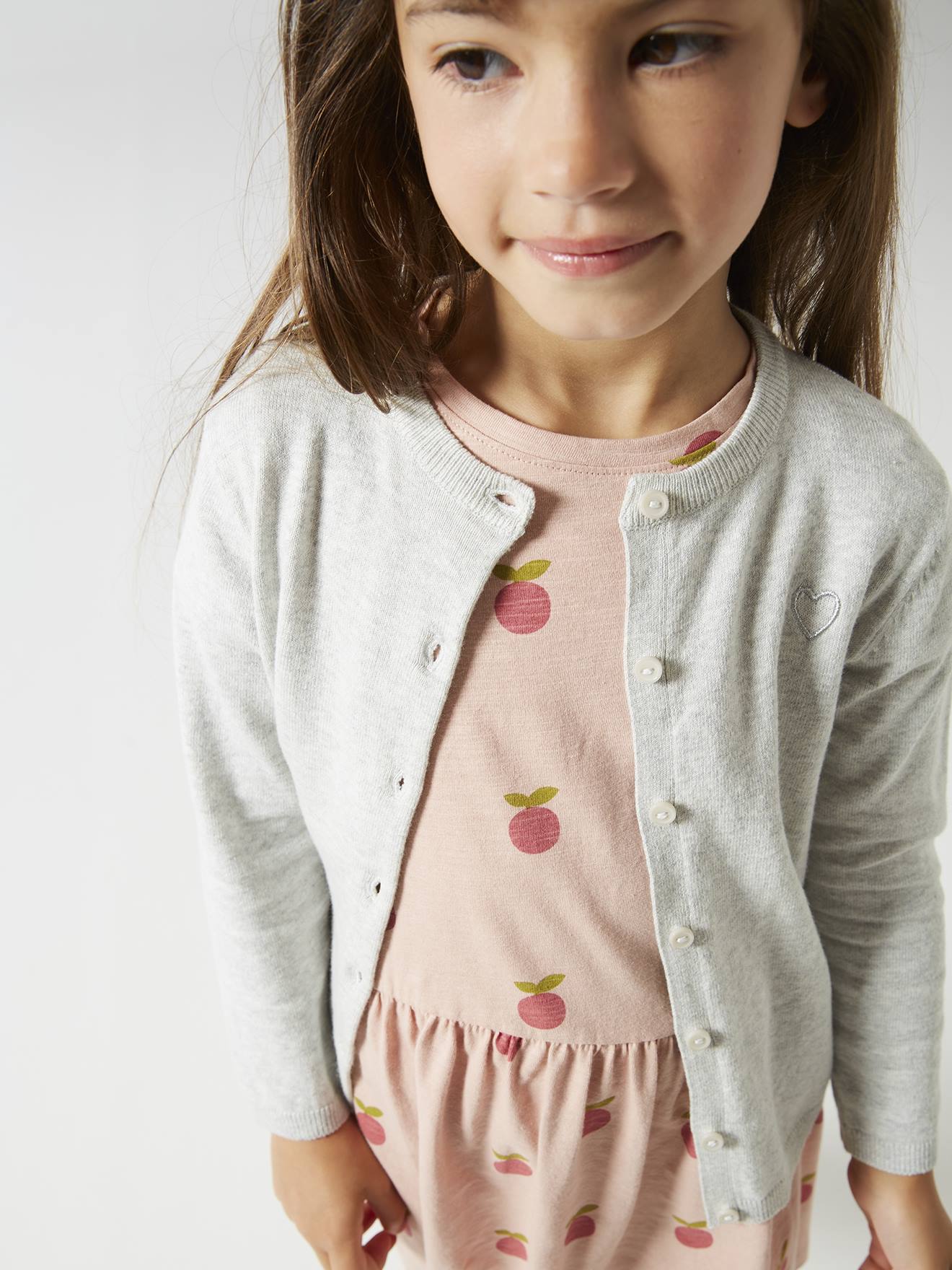 Vestido estampado para meninas, rosa claro
