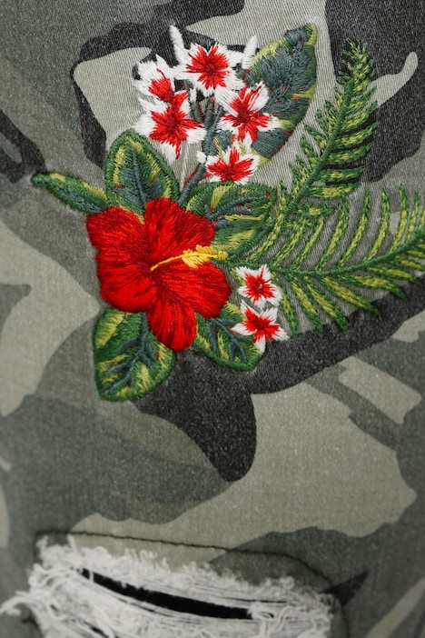 3/4-Hose, Komfort Fit, Camouflage, Destroy-effekte, Patches