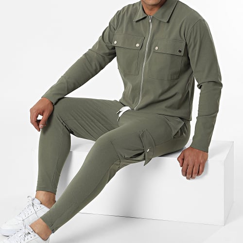 Ensemble Veste Zippée Pantalon Cargo 22047 Vert Kaki