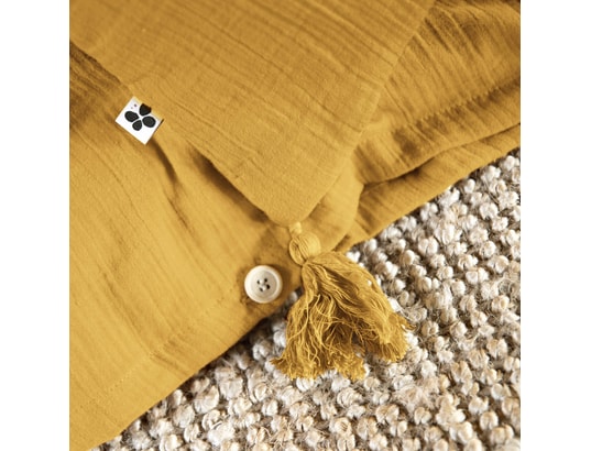 TERRE DE NUIT - Housse de couette double gaze de coton jaune safran 240x22...