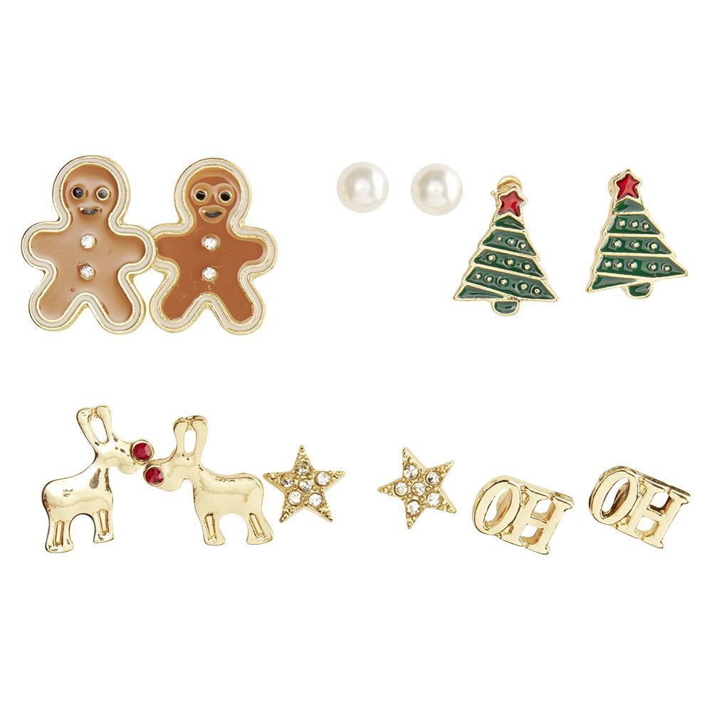 Boucle d'oreille Noël x6 sapin étoile renne perle pain d'épice OH