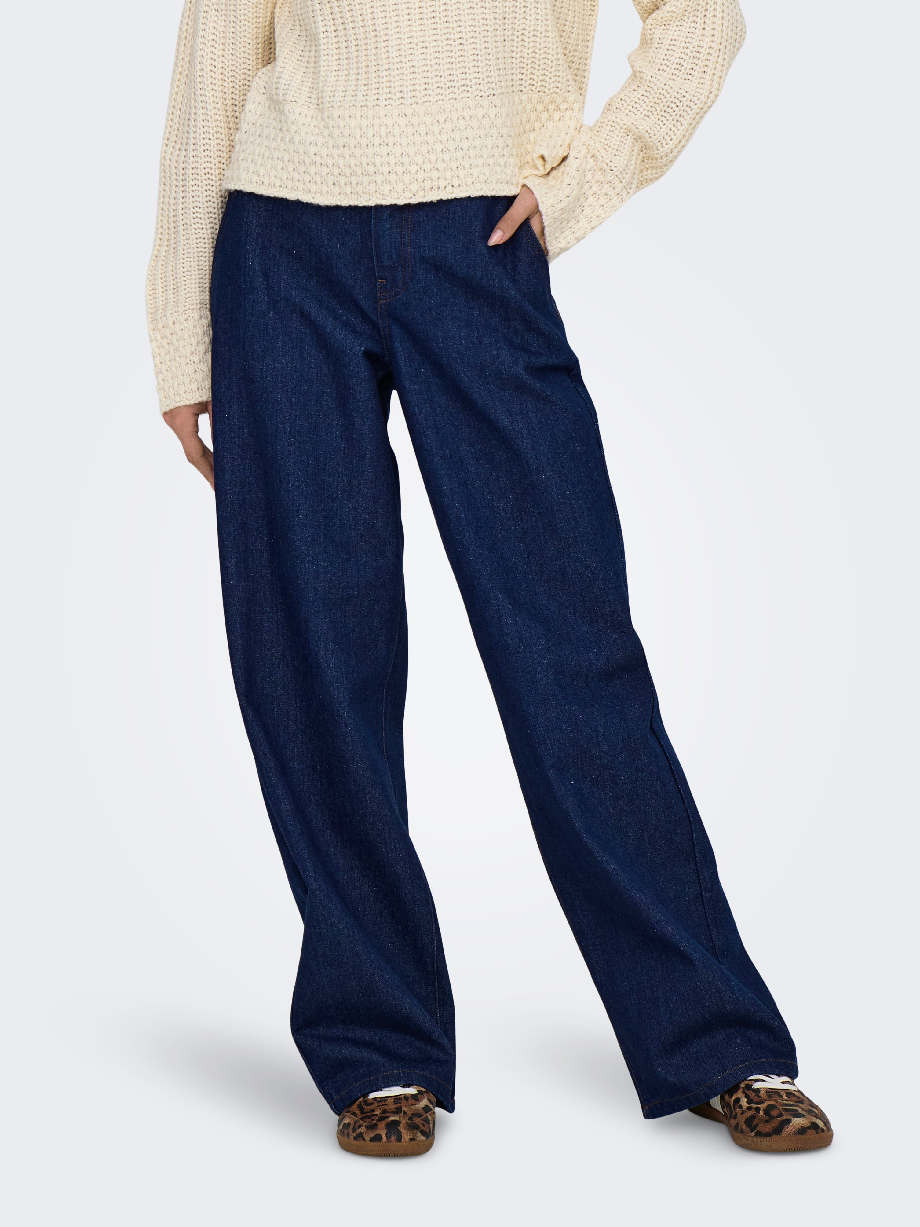 JDYSALLY Hohe Taille Gerade geschnitten Jeans Dark Blue Denim