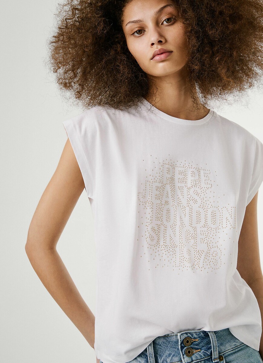 PEPE JEANS<br>Camiseta de manga curta com estampa na frente