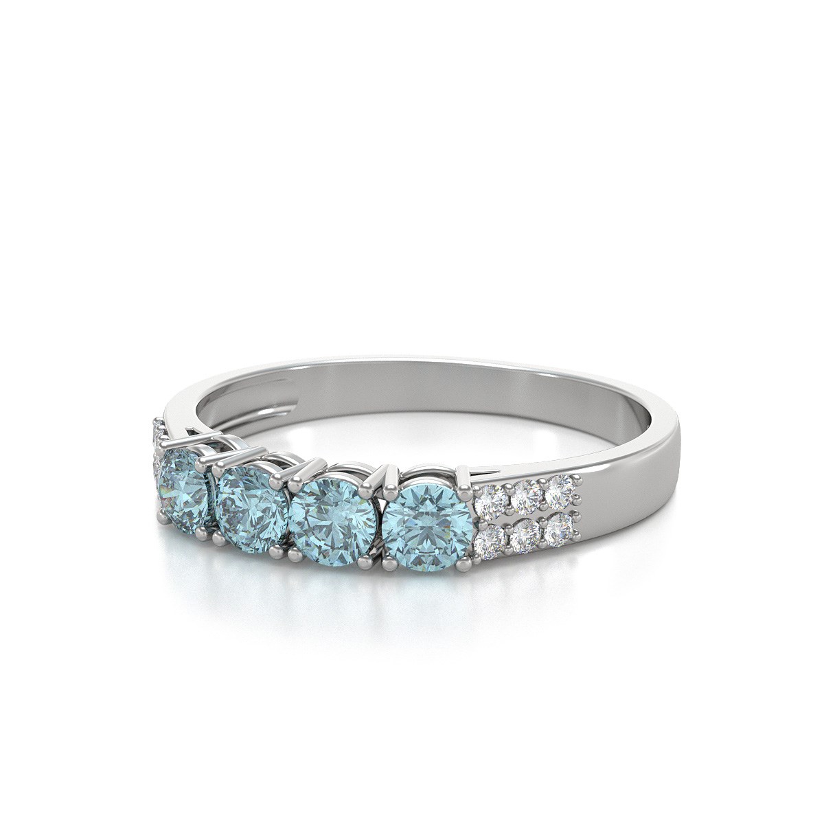 Bague Aigue-Marine et diamants sur Argent 925 2.382grs