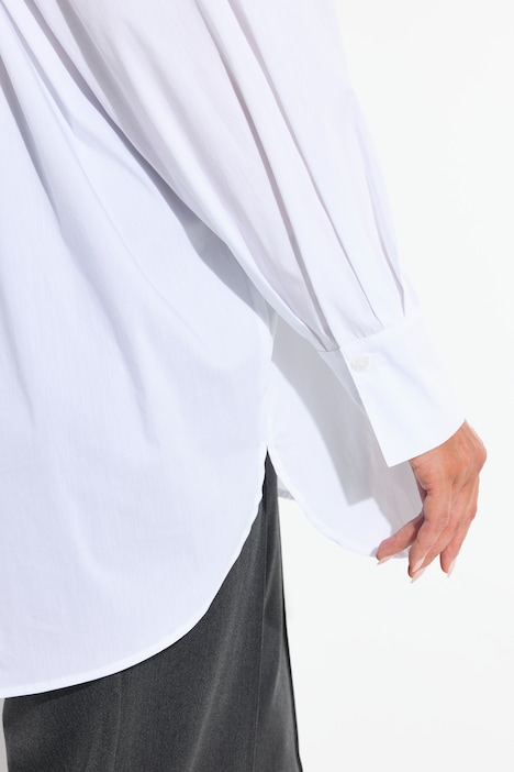 Hemdbluse, Perlmuttknöpfe, Oversized, Hemdkragen, Langarm