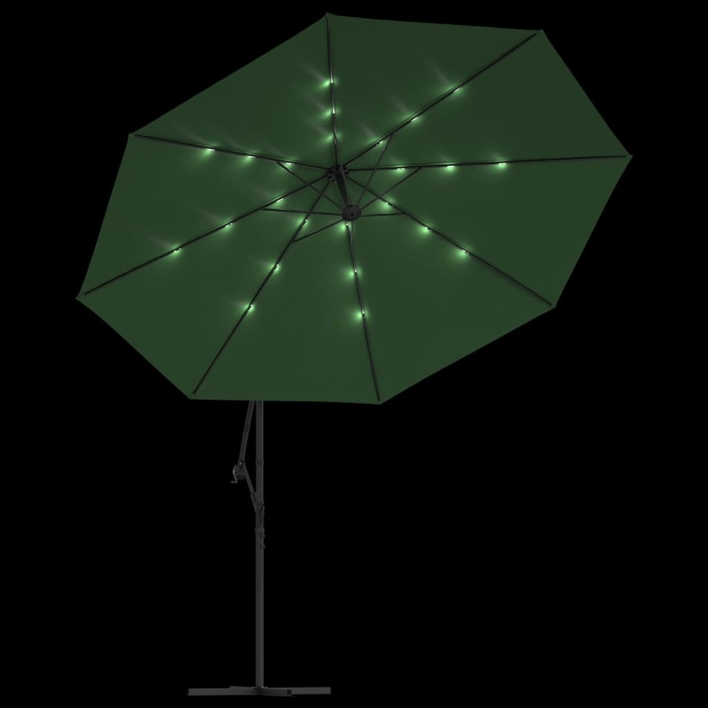 Parasol meuble de jardin en porte-à-feux et poteau métallique 350 cm vert