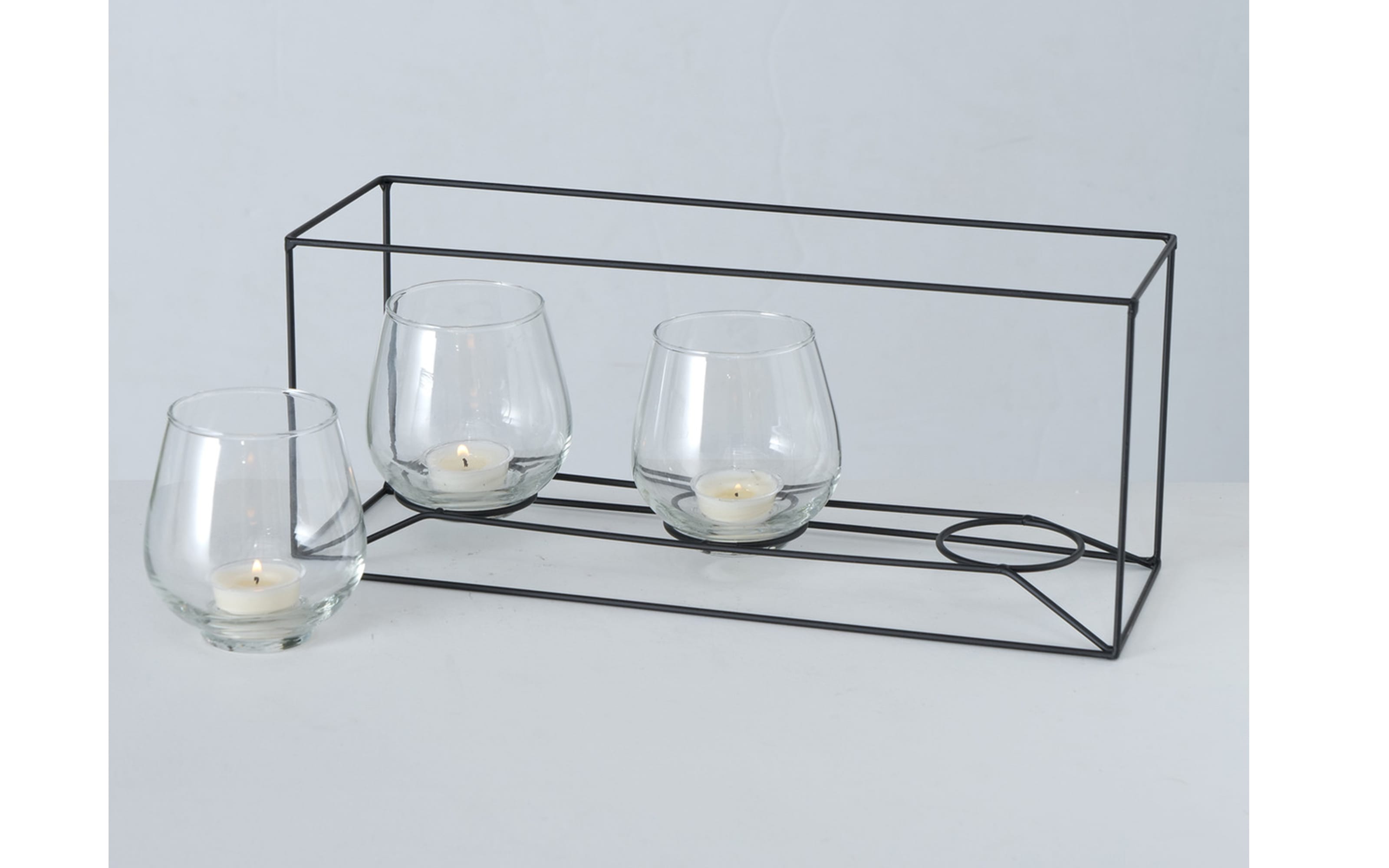 Windlicht Paolo, Metall schwarz, Glaseinsatz transparent, 15 cm