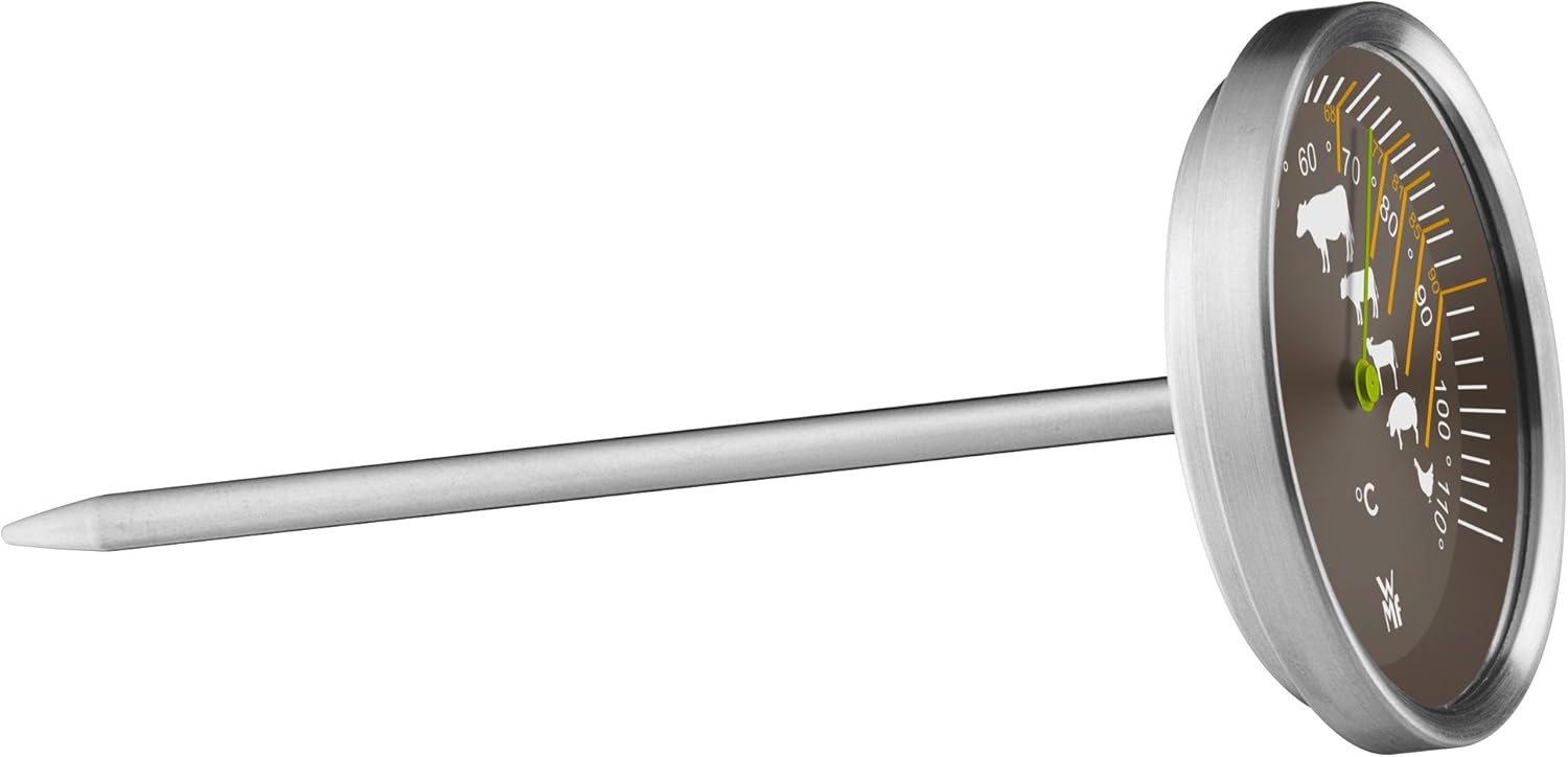 WMF Bräter mit Deckel backofengeeignet, 8,5l, Bräter Induktion, Cromargan Edelstahl, Glasdeckel, Bratenthermometer, 38 x 26 x 12 cm