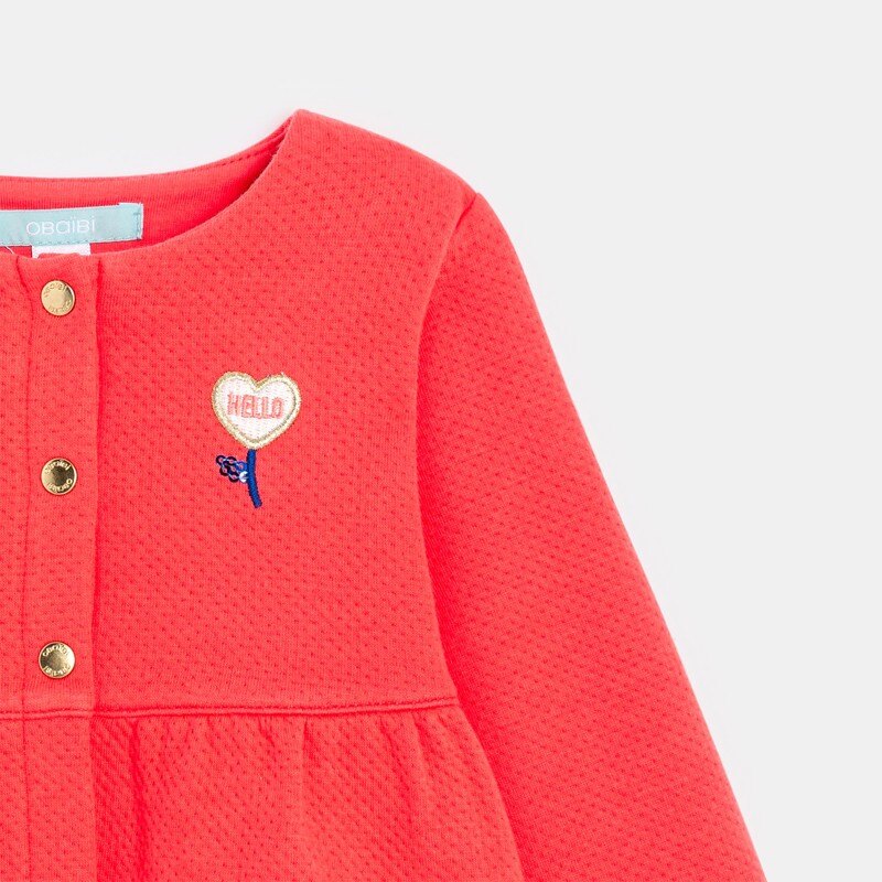 Gilet molleton rose bébé fille Rouge