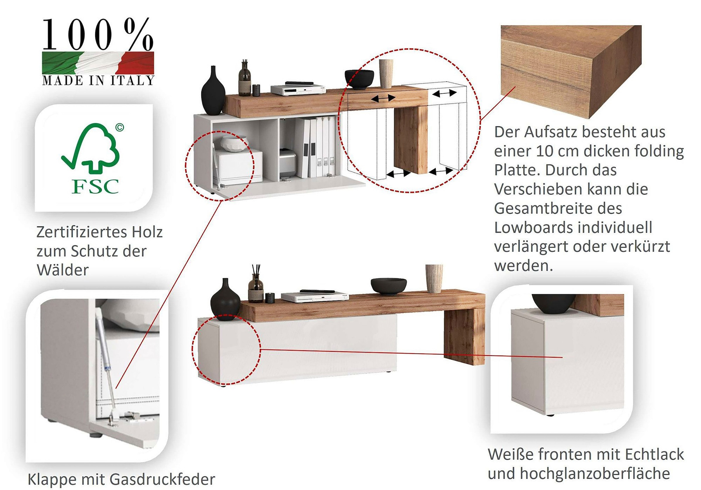 INOSIGN Wohnwand »Chronos Wohnwand, Medienwand, 8-er set« Set, 8 Stk. tlg.