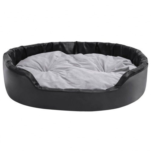 Sofá oval acolchoado antiderrapante para cães Vidaxl, preto e cinza.