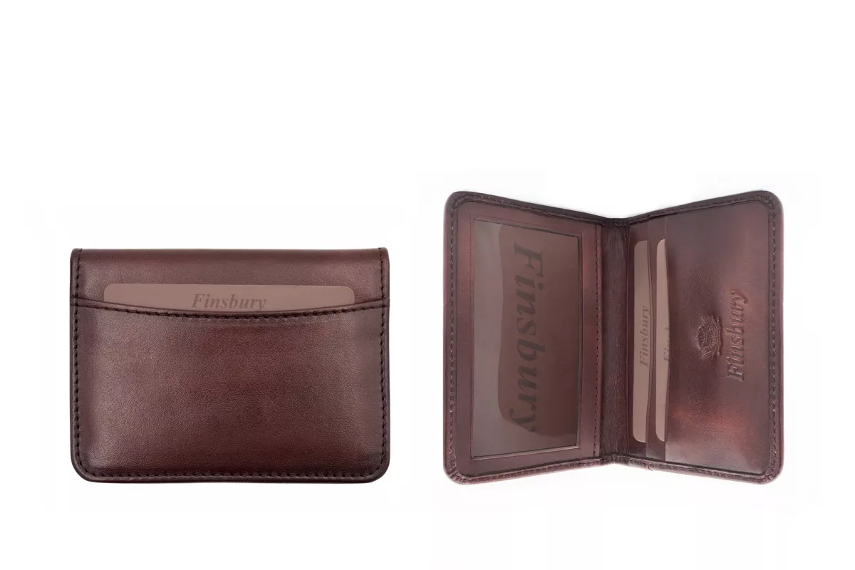 Porte-cartes à Deux Volets Marron Patiné