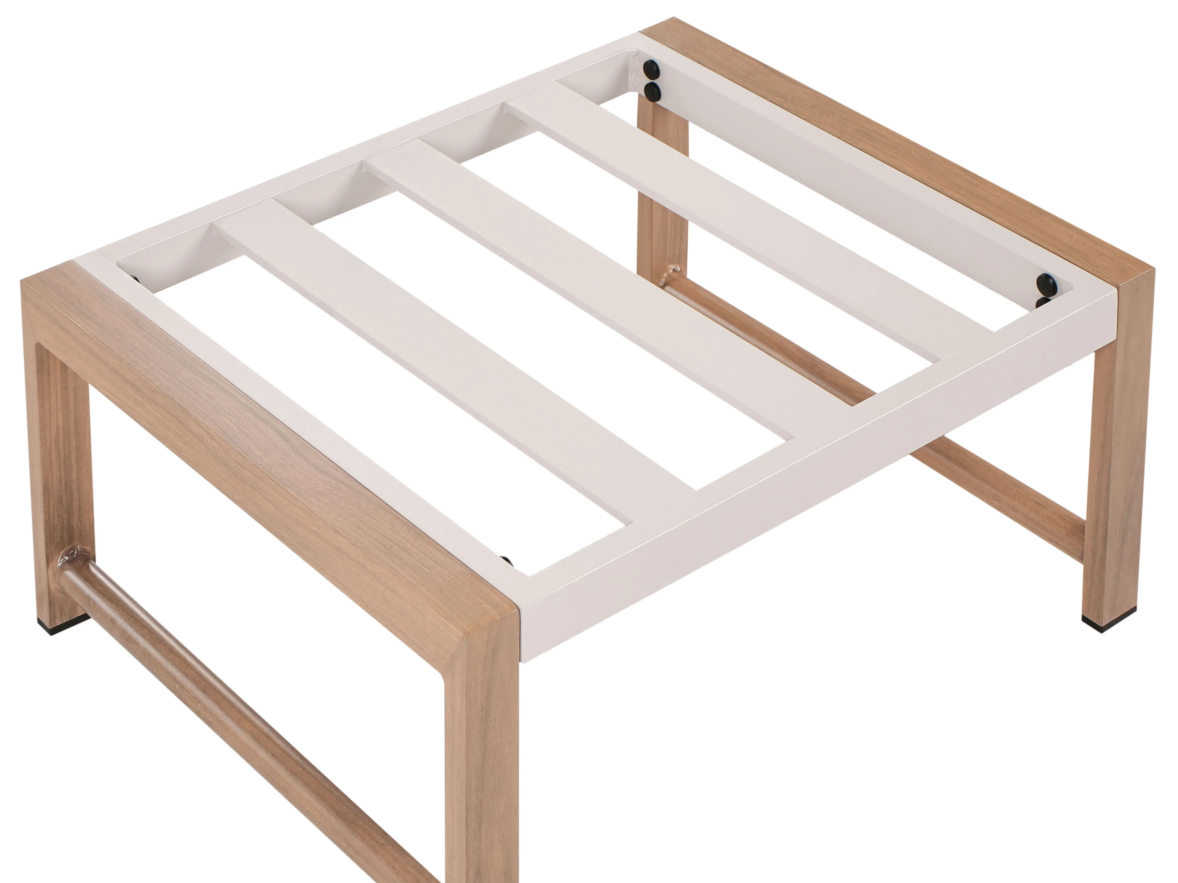 Loungeset met tafel en ottomaan 5-zits NOLA Metaal Lichtbeige