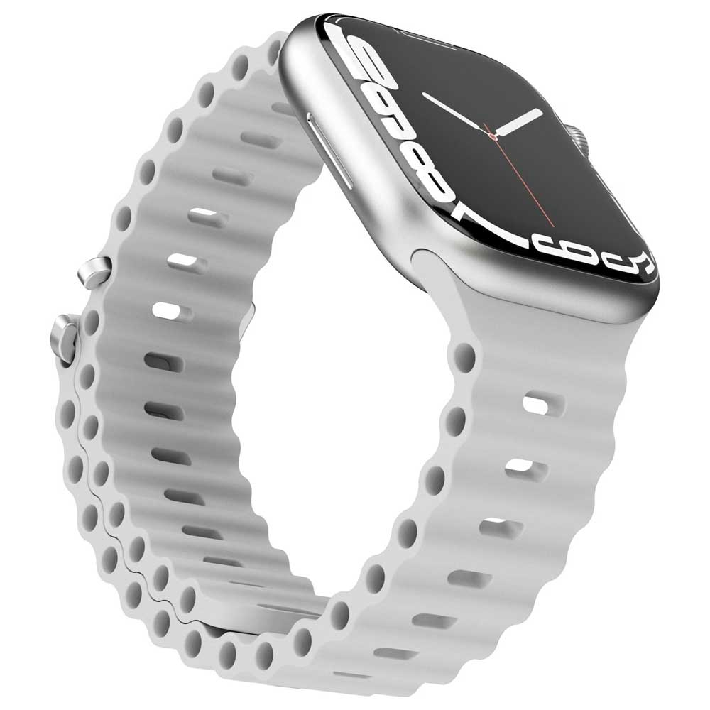 Wave Band Apple Watch (49/46/45/44 mm) Silikon Sport Armband mit Doppelverschluss AWS00083 (Gelenkumfang: 175-260mm) - Grau