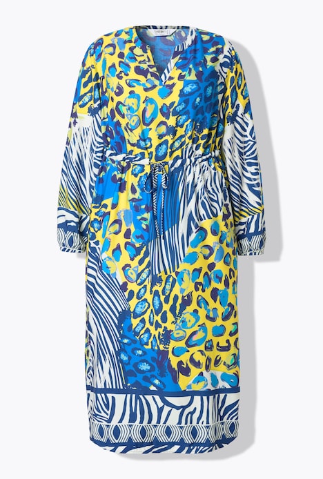 Midikleid, Animalmix-Print, Langarm