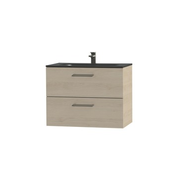 Tiger badkamermeubel Studio 80cm naturel eik/matzwart met ronde RVS greep