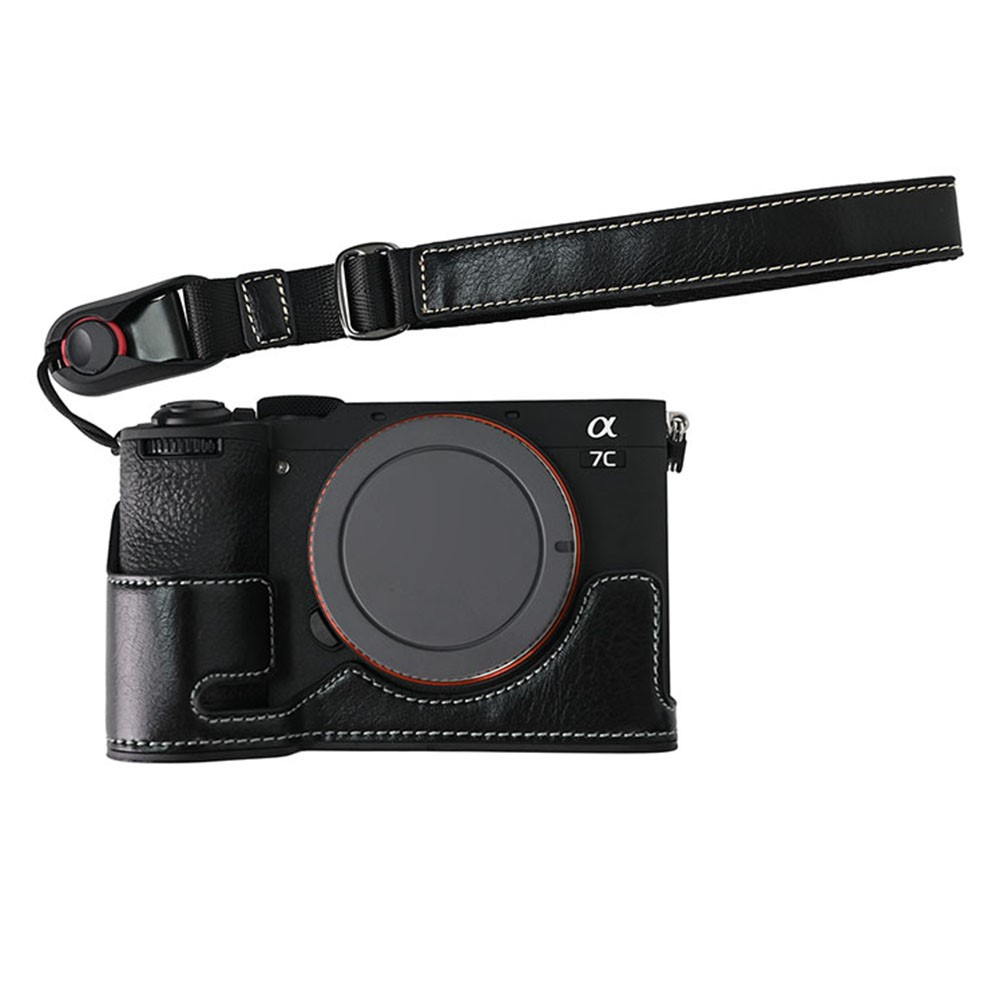 Kamera Handschlaufe aus Kunstleder mit verstellbaren Handgelenkriemen und Quick Release für GoPro / Digital SLR Kameras - Schwarz