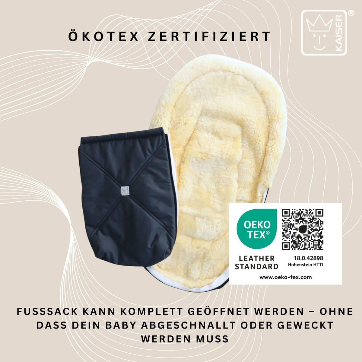KaiserKaiser   EMMY Lammfell Babyschalen Fusssack anthracite