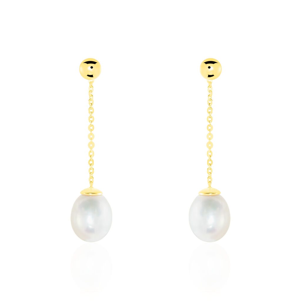 Boucles D'oreilles Pendantes Valera Or Jaune Perle De Culture