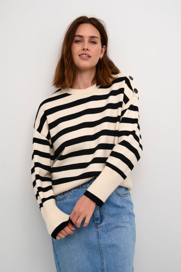 Kaffe KAmarie Knit Pullover Ant. white/black stripe