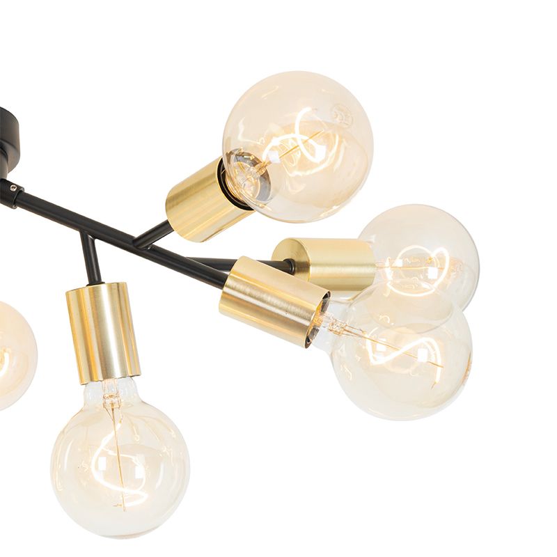 Design plafondlamp zwart met goud 12-lichts - Juul