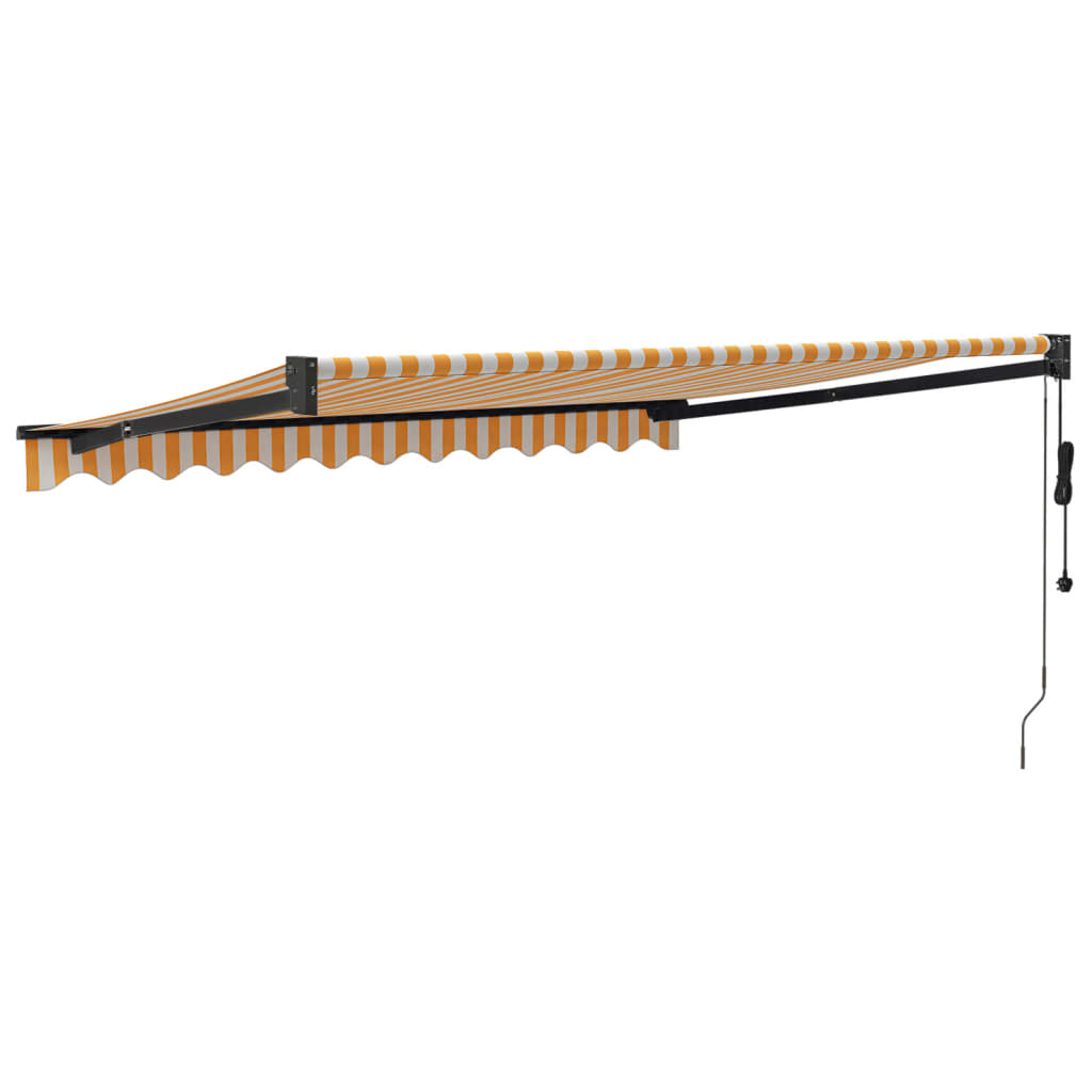 Auvent rétractable automatique jaune et blanc 3,5x2,5 m